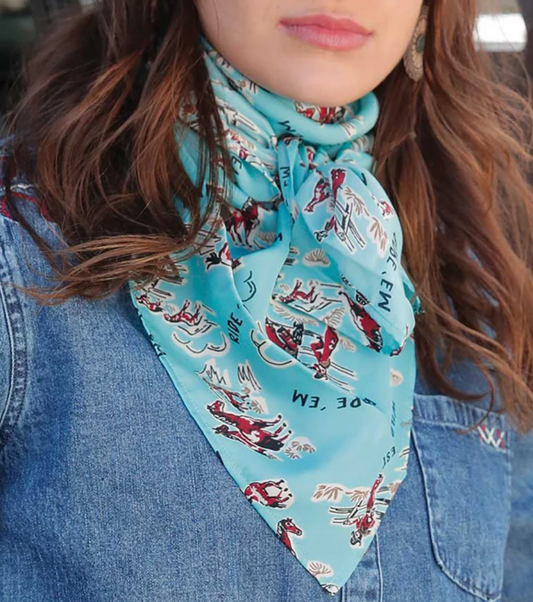Cruel Denim Ladies Light Turquoise Western Ride'em Wild Print Rag - CXX7207026