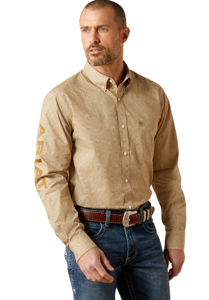 Ariat Mens Team Penn Fitted L/S Shirt - Khaki - 10065812