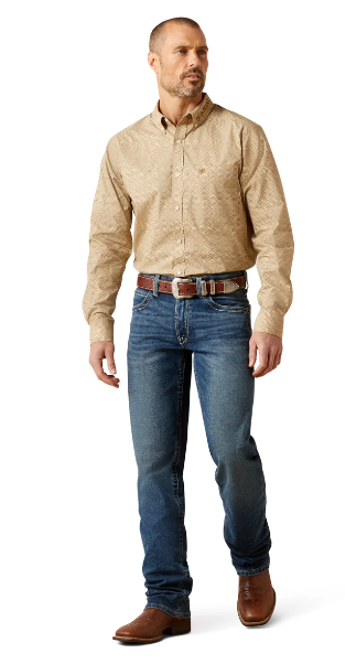 Ariat Mens Team Penn Fitted L/S Shirt - Khaki - 10065812