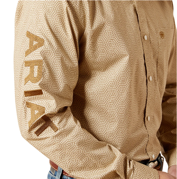 Ariat Mens Team Penn Fitted L/S Shirt - Khaki - 10065812