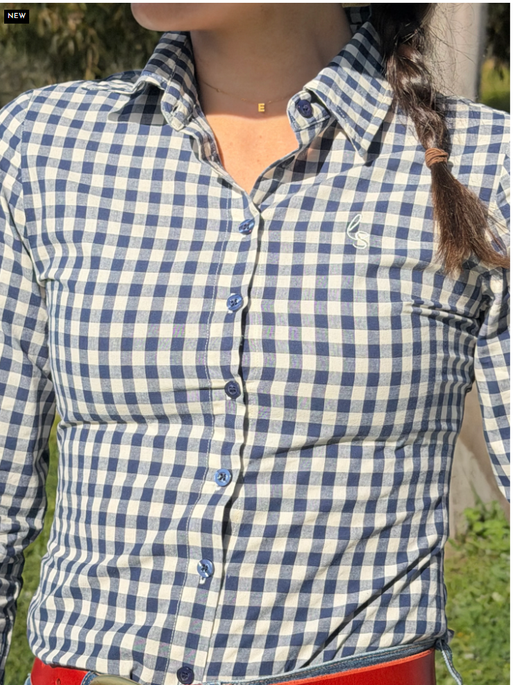Lime & Soda Ivy L/S Shirt - Blue Check/Tailored Back Darts