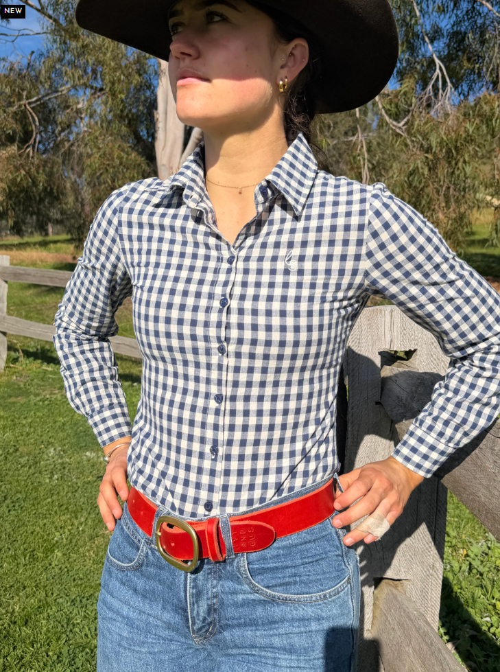 Lime & Soda Ivy L/S Shirt - Blue Check/Tailored Back Darts