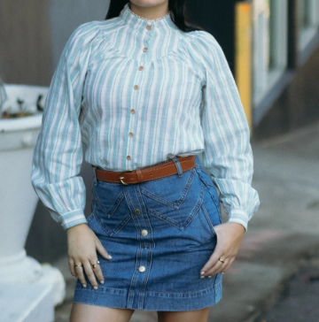 Lime & Soda Callie Top - Green & Pink Stripe