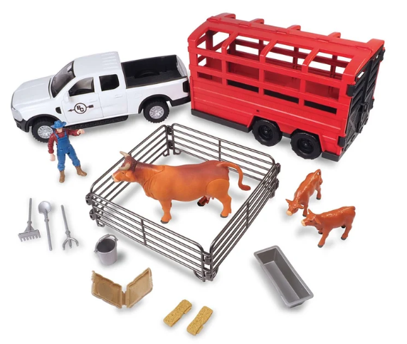 Big Country Toys - 18 Piece Truck & Cattle Trailer Playset