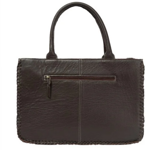 The Design Edge Sicily – Brown & White Cowhide and Tooled Cutwork Leather Big Bag
