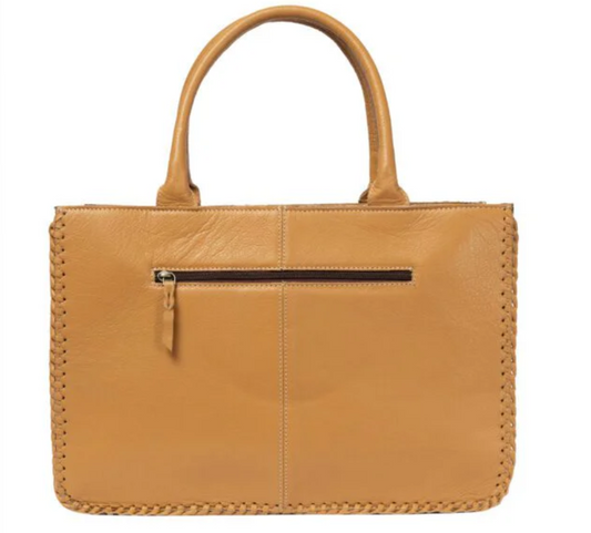 The Design Edge Sicily – Tan & White Cowhide and Tooled Cutwork Leather Big Bag