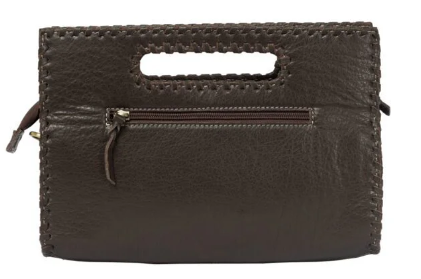 The Design Edge Messina – Brown & White Cowhide and Tooled Cutwork Leather Medium Bag