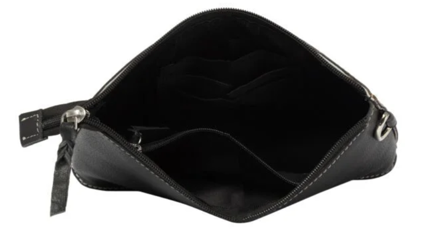 The Design Edge Noto – Black & White Cowhide and Tooled Cutwork Leather Clutch