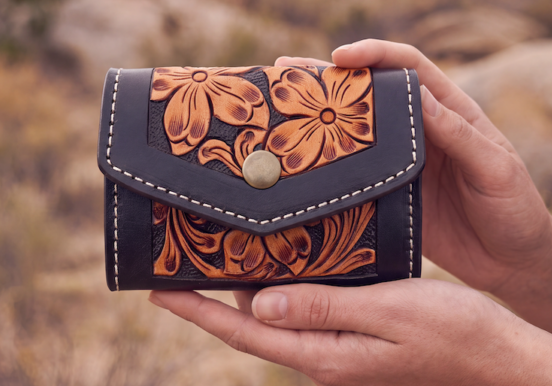 The Design Edge Two Tone Hand Tooled Leather Coin Purse