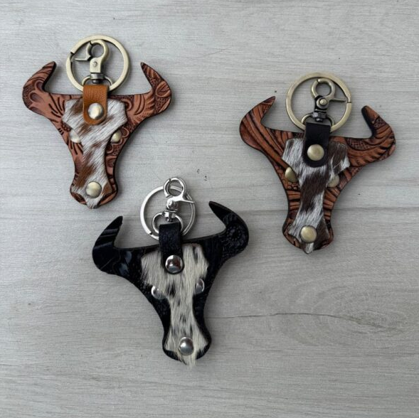 The Design Edge Tooling Leather and Cowhide Horse Keyring