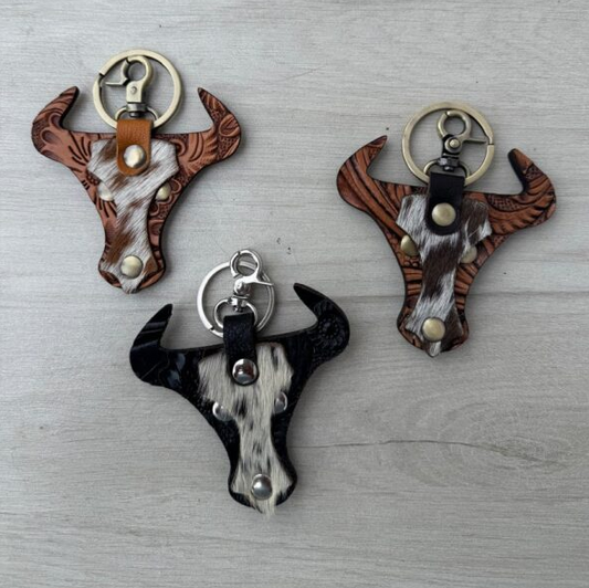 The Design Edge Tooling Leather and Cowhide Horse Keyring