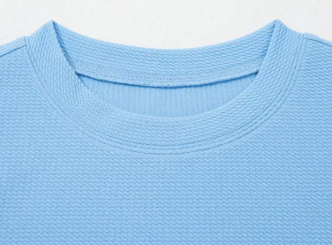 Floral Patchwork Textured Blouse - Light Blue