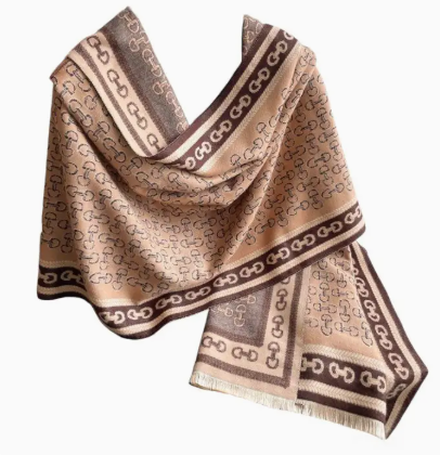 Snaffle Bit Acrylic Cashmere Scarf - Brown