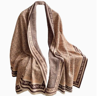 Snaffle Bit Acrylic Cashmere Scarf - Brown