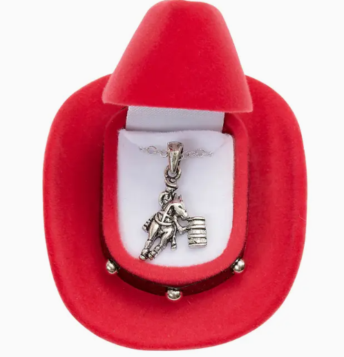 Barrel Racer Necklace W/Colourful Cowboy Hat Gift Box