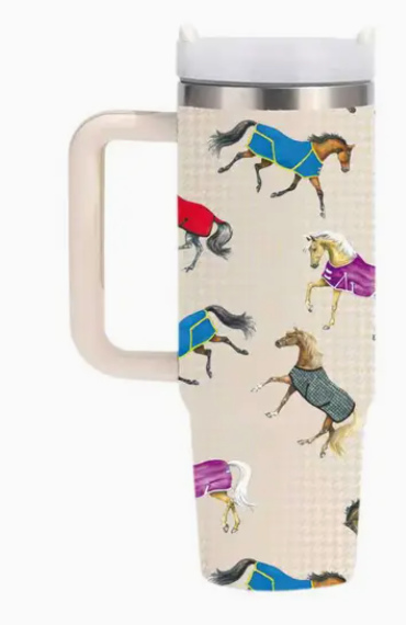 Lila Horses in Blankets Stainless Steel Drink Mug