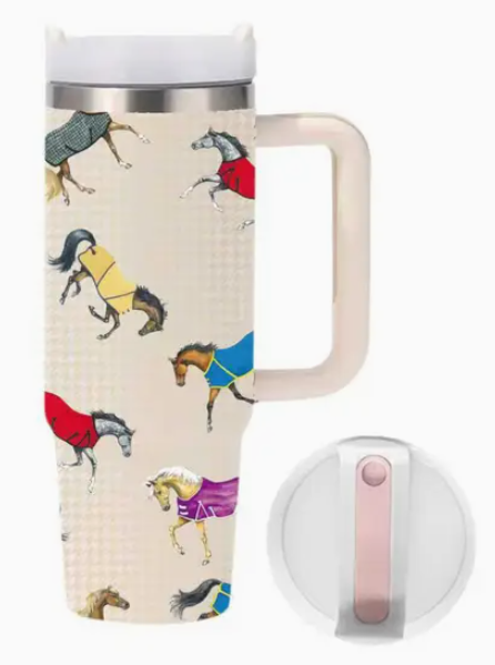 Lila Horses in Blankets Stainless Steel Drink Mug