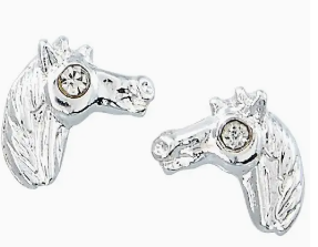 Horse Head Earrings W/Purple Cowboy Hat Gift Box