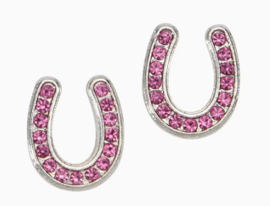 Horseshoes Earrings W/Colourful Cowboy Hat Box - Pink