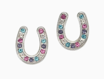 Horseshoes Earrings W/Colourful Cowboy Hat Box - Multi