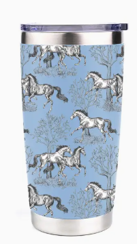 20 oz Stainless Steel Tumbler - Lila Toile - Blue