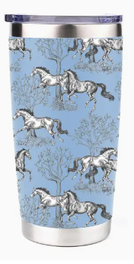 20 oz Stainless Steel Tumbler - Lila Toile - Blue