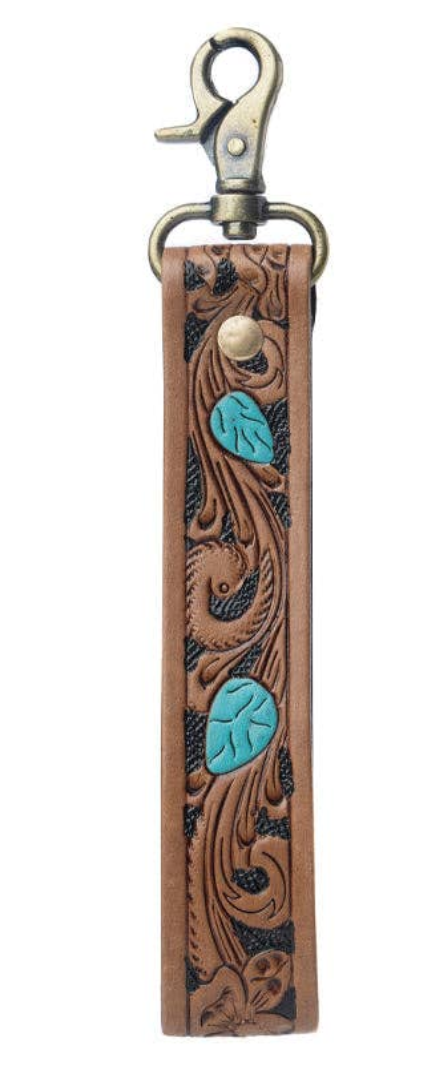 Turquoise Daydreams Key Fob In Blue and Brown