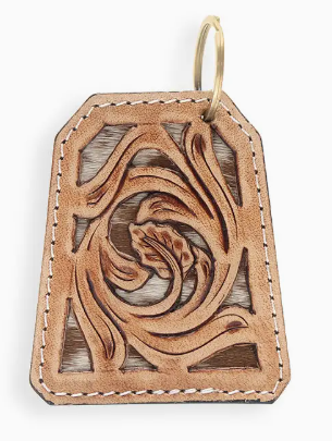 Whirl Hand-Tooled Leather Key Fob
