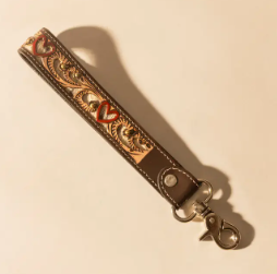 Wildhue Western Key Fob in Brown with Hand tooled Detail