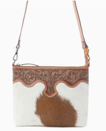Sienna Grace Hand tooled Hairon Leather Bag in Western Copper