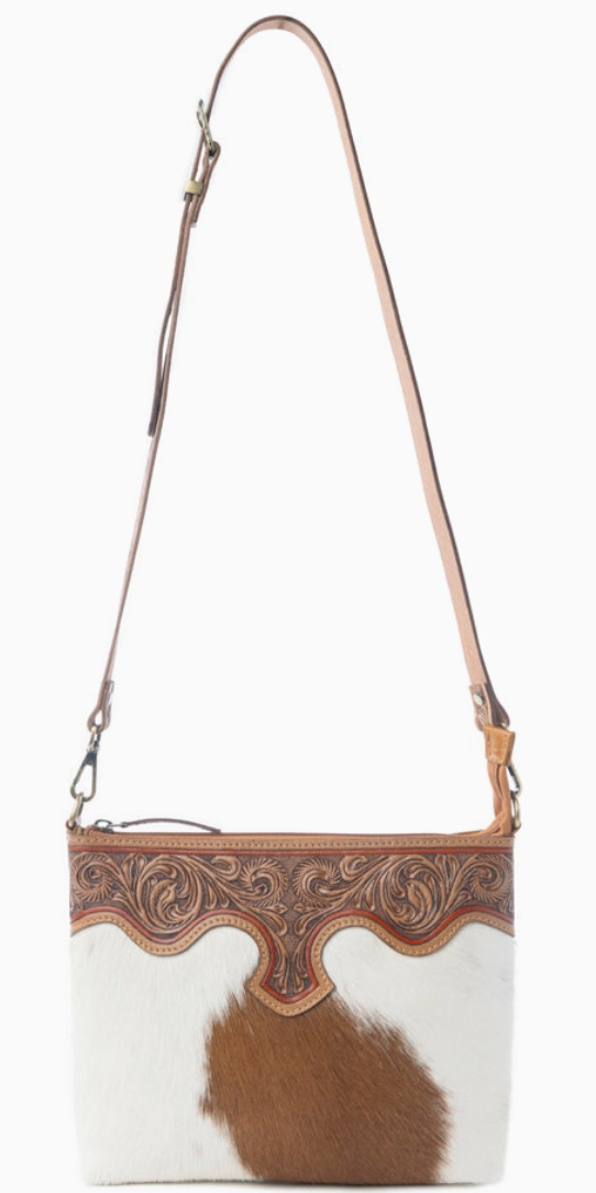 Sienna Grace Hand tooled Hairon Leather Bag in Western Copper
