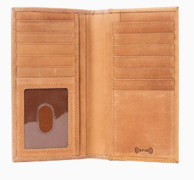 Starweave Dusk Hand tooled Leather Wallet For Men in Aged Sienna