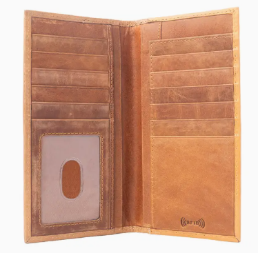 Nomad's Emblem Hand tooled Leather Wallet For Men in Walnut Emboss