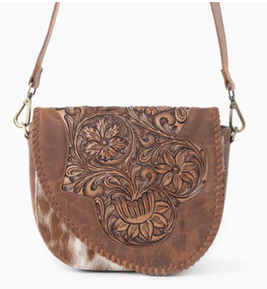 Myra Bronco Ridge Hand tooled Bag in Canyon Tan