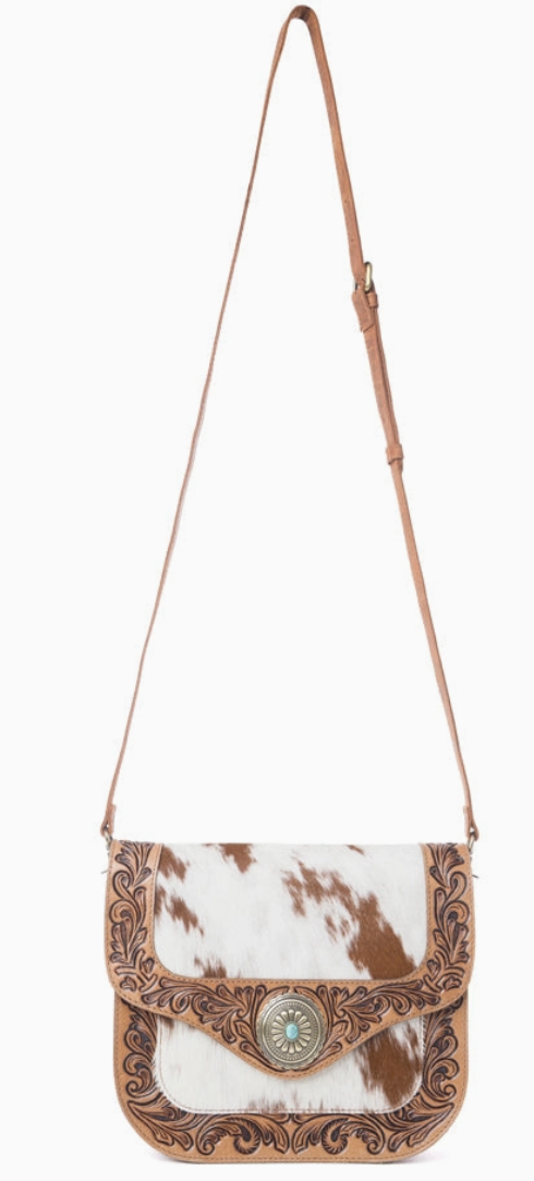 Yellowstone Frontier Ridge Hand tooled Bag in Oat Mocha