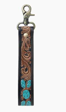 Turquoise Daydreams Key Fob in Black and Brown