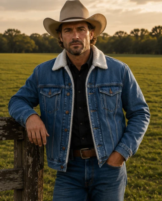Outback Supply Mens Denim Sherpa Jacket - OBAW26-DJKM-263