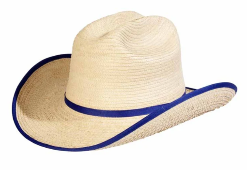 Sunbody Kids Cattleman Palm Leaf Hat - Natural/Royal Blue - HGKC-BE-RB