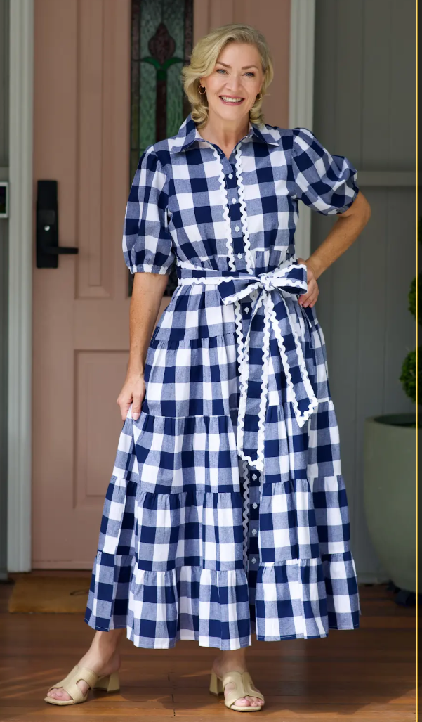 Liv & Milly Alice Navy & White Gingham Dress
