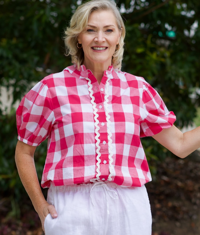 Liv & Milly Chloe Shirt - Pink & White Gingham