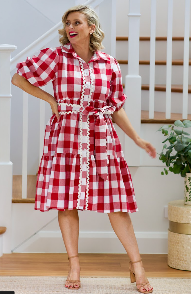 Liv & Milly Melody Dress - Red & White Gingham