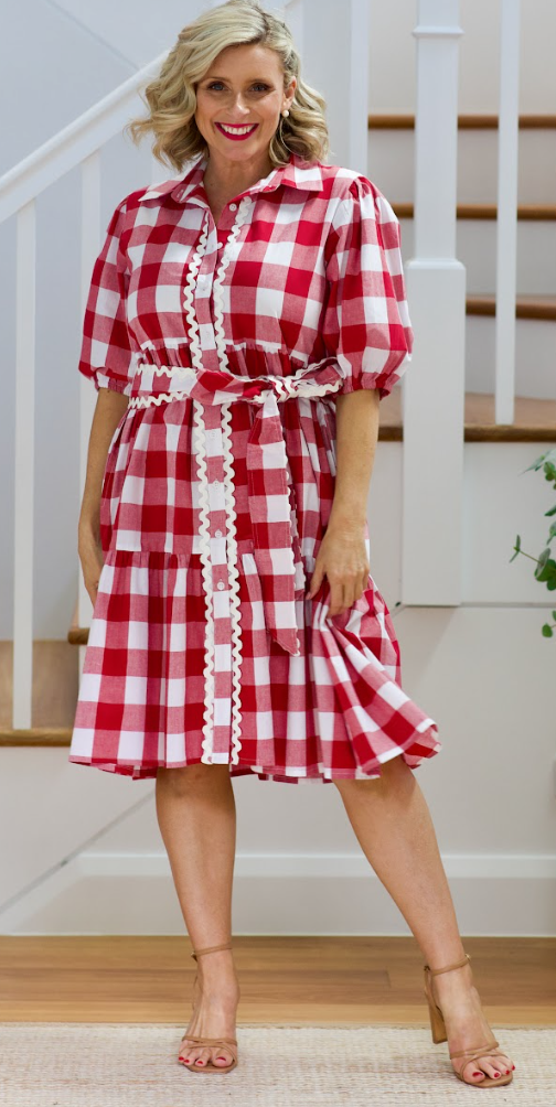 Liv & Milly Melody Dress - Red & White Gingham