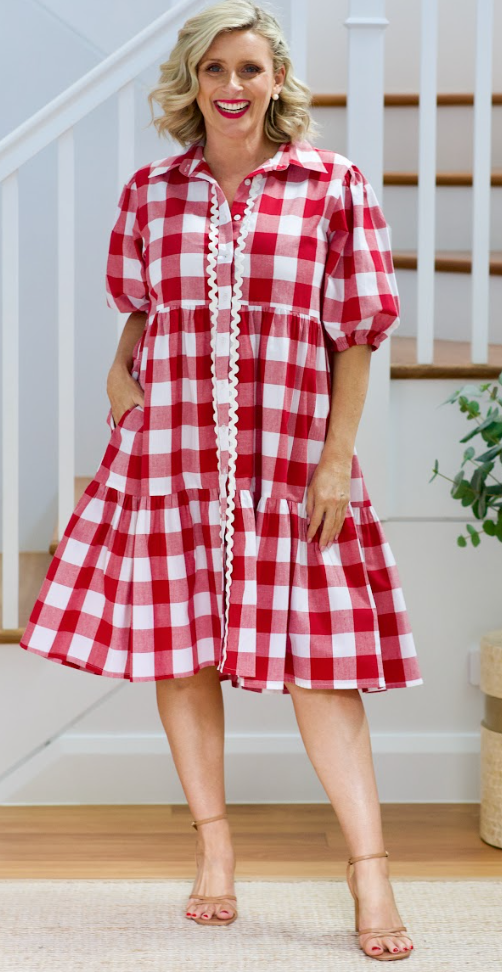 Liv & Milly Melody Dress - Red & White Gingham