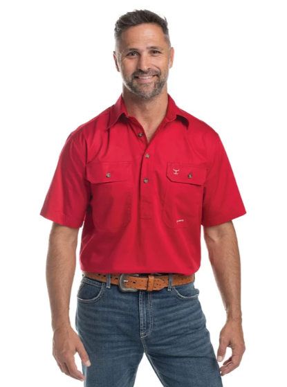 Just Country Mens Adam - 1/2 Button Short Sleeve Shirt - 10104CHI