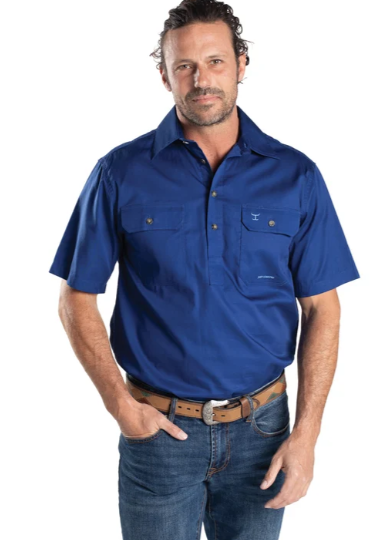 Just Country Mens Adam - 1/2 Button Short Sleeve Shirt - 10104CBT