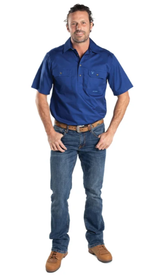 Just Country Mens Adam - 1/2 Button Short Sleeve Shirt - 10104CBT
