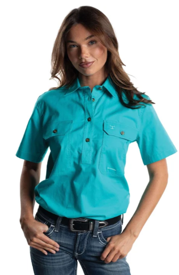 Just Country Ladies Evie Half button Short Sleeve Shirt - 50506TUR