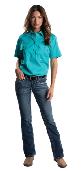 Just Country Ladies Evie Half button Short Sleeve Shirt - 50506TUR