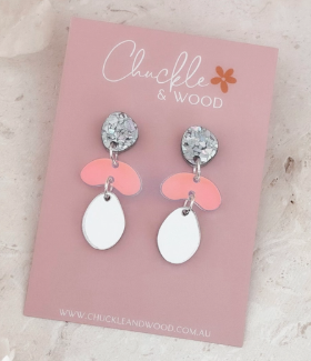 Brittany Earrings - Diamonds + Iridescent + Silver Mirror