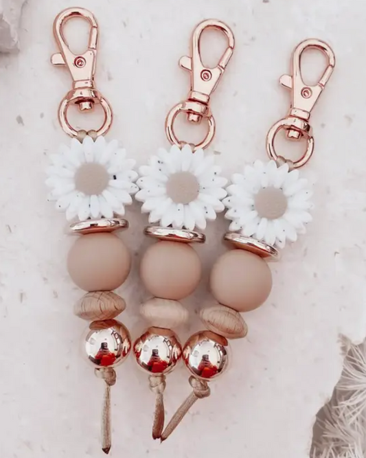 Little Daisies Keychain - Oatmeal Speckle